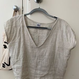 Beige linen crop top